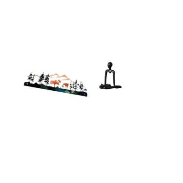 Imagem de Fenteer Escultura de Parede de Cervo Pensador, Estatueta Abstrata Suspensa para Cerca de Jardim, área Externa, Interna, Armário, Quarto, Estante,