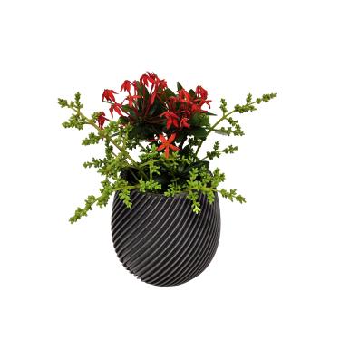 Imagem de Vasinho 3D Planta Decorativo Cachepot Espiral Cor Grafite Metalizado