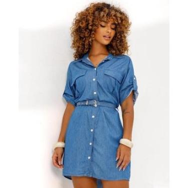 Imagem de CHEMISE VISCOSE MANGA CURTA COM CINTO 24543-Feminino