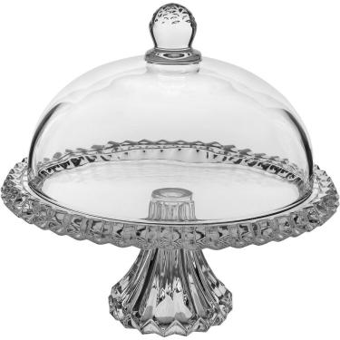 Imagem de Prato Bolo Boleira Eco Crystal Transparente Com Tampa Com Pé