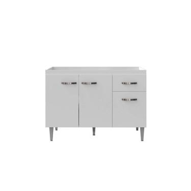 Imagem de Balcão Armário Para Cozinha Com Tampo 120 Cm Gabriela Branco-branco