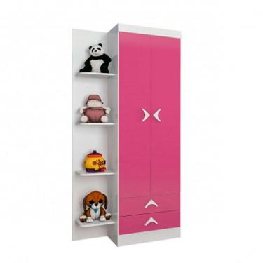 Imagem de Guarda Roupa Infantil Trento 2 Portas Atualle Móveis Branco-rosa