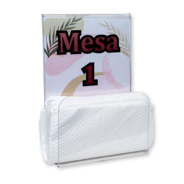 Imagem de Kit 20 Porta Guardanapos Com Expositor A6 T Acrílico Ps Cristal Mesa