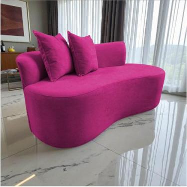 Imagem de Namoradeira Sofá Feijão Hana Orgânica Veludo Rosa Pink - Mansão Decor