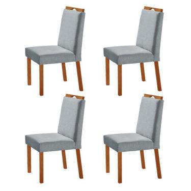 Imagem de Kit 4 Cadeiras Lis Com Puxador Móveis Minas Cor Linho Cinza