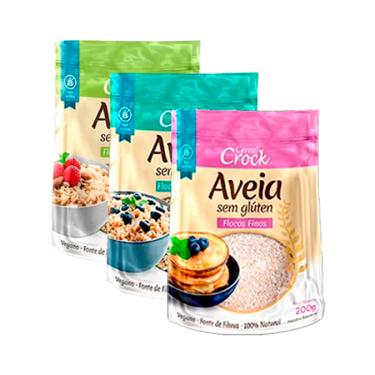 Imagem de Kit 3 Aveia em Flocos Sem Glúten Leve Croc: Grossos, Médios, Finos
