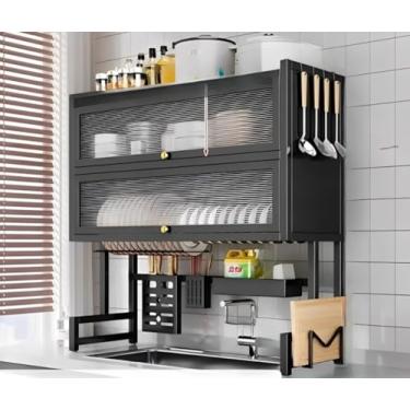 Imagem de Escorredor De Pratos Suspenso De Parede Com Porta De AcríLico(85CM 2 NÍVEIS)