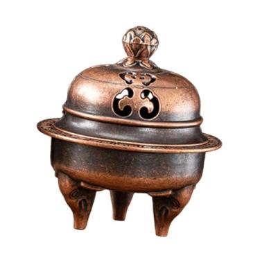Imagem de IEUDNS Queimador de incenso pequeno de metal para cones/espirais, ideal para sala de estar, casa e sala de chá, Cobre