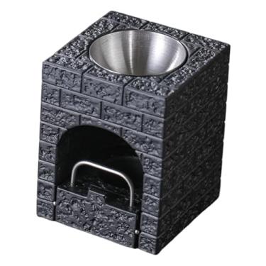 Imagem de Generic Difusor de fragrâncias para óleos essenciais, aquecedor de fragrâncias, suporte para velas pequenas, difusor de aromas para casa, banheiro e, Tigela Preta E Prateada