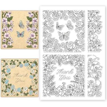 Imagem de Moldura de folhas de flores, selos transparentes, moldura de flor, selo de silicone transparente para fazer cartões de scrapbook, fazer álbuns de fotos decorativos, 20 x 14 cm