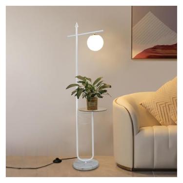 Imagem de Luminária de chão Lâmpadas de assoalho ajustáveis ​​com bandeja, lâmpada pé alta para quarto decoração casa para escritório café den sala estar(Branco)