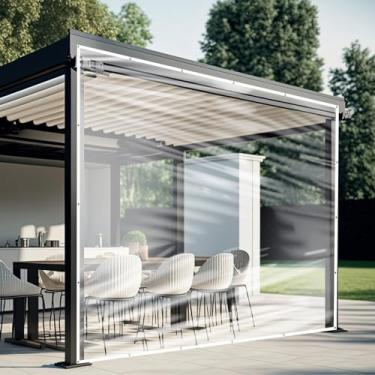 Imagem de Wovnet Lona de vinil transparente de 2,4 x 3,6 m para pátio, lona de PVC de 20 mm, cortina de vinil de plástico impermeável, cercado de pátio transparente para folhas de janela, jardim, acampamento