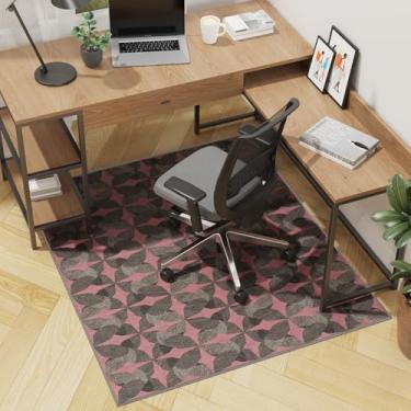 Imagem de Tydle Tapete de cadeira para pisos duros, tapete de cadeira de 122 x 152 cm para piso de madeira, protetor de piso rígido antiderrapante para computador sob a mesa para escritório em casa (preto e