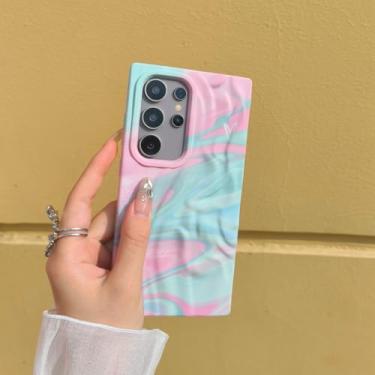 Imagem de MVVKKY Capa de silicone macia antirrugas com gradiente de cor para Galaxy S24 Ultra, à prova de choque (para Galaxy S24 Ultra/rosa e verde)