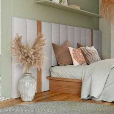 Imagem de Cabeceira Estofada para Cama de Casal 300cm TW196 Dalla Costa, Freijo/