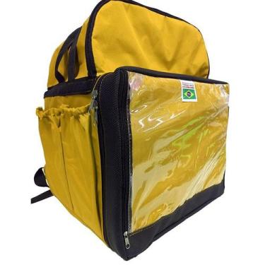 Imagem de Mochila Bag Motoboy Reforçada 45 litros com Isopor laminado Cor Amarel