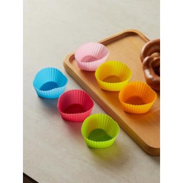 Imagem de Pacote com 6 copos de silicone, forros de cupcake de muffin em formas de coração para suprimentos de panificação, coloridos