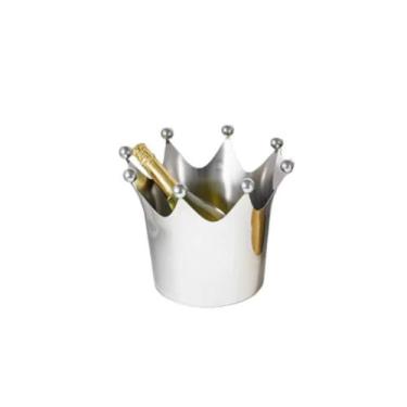 Imagem de Balde de gelo de aço inoxidável bicamada preservação do calor isolamento frio bonito KTV champanhe vinho tinto cerveja gelo bloco de gelo balde comercial (prata)