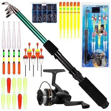 Imagem de Vara de pesca e carretel combo 127 pçs conjunto de equipamento de pesca telescópica vara de pesca pólo com molinete flutua ganchos acessórios