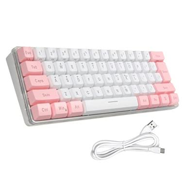 Imagem de Teclado com fio de 61 teclas, teclado de membrana, design compacto, efeito de retroiluminação RGB com atalhos multimídia, cabo de dados removível