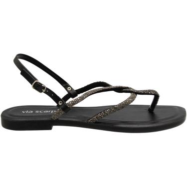 Imagem de Sandália Rasteira Via Scarpa Strass Napa Tiras Feminina