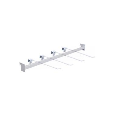 Imagem de Kit - Régua Para Gôndola Ponta 73cm + 4 Ganchos Simples Branco - Sa Gondolas