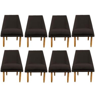 Imagem de Kit 08 Cadeiras Para Sala De Jantar Ana Pés Palito Suede Marrom D'classe Decor