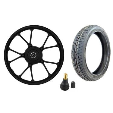 Imagem de Roda Liga Leve Dianteira Honda Cg Titan 150 Ks Start 150 160 Shiver V-Shape Tambor + Pneu Vipal St600 80/100-18 + Bico