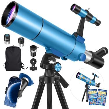 Imagem de HUGERSTAR Telescope for Adults, 80mm Aperture 500mm Professional Refractor Telescope for Astronomy Beginners, (20X-150X) Portable Travel Telescopes with Tripod Phone Adapter, Stickers, Backpack