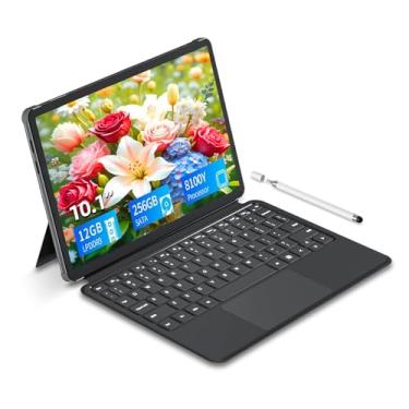 Imagem de Laptop 2 em 1 de 10,1 polegadas 12 GB DDR3 256 GB SSD, processador M3-8100Y (até 3,40 GHz), tela sensível ao toque 800 * 1280, Wifi5, Bluetooth 5.0, HDMI*1, função completa tipo C, teclado
