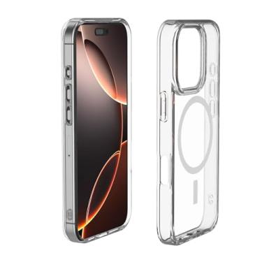 Imagem de ZeitCh Capa para iPhone 16 Pro, compatível com MagSafe, capa branca transparente à prova de choque