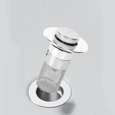 Imagem de 1 tampa de ralo de pia de banheiro para substituição universal dos EUA, pia de banheiro com cesta de filtro de aço inoxidável coletor de cabelo, filtro para 3,8 a 4,5 cm