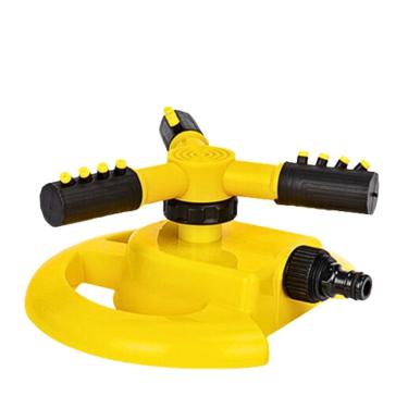 Imagem de Aspersor de Irrigação para Jardim horta Gramado 360 Graus 3 Bicos Giratorio Rotativo Irrigador Automático Aspersão(Amarelo)