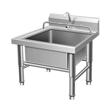 Imagem de CFMAIF Pia de esfregão de chão, pia inclinada para cozinha/restaurante/negócios/garagens, bacia de serviço de aço inoxidável balde de esfregão de banheira utilitária (80 cm/31,4 pol.)