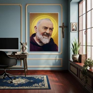Imagem de Quadro Decorativo São Padre Pio De Pietrelcina - 70X50Cm - Quadros On-