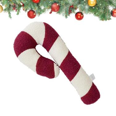 Imagem de Travesseiro de bengala doce | Pirulito fofo macio | Almofadas de pelúcia em forma de doce de Natal, para mulheres, adultos, pescoço, corpo, ombro, braço, quadril, cadeira, sofá, assento avião, avião