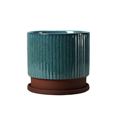 Imagem de Vaso de plantas 19 cm vaso de flores de cerâmica azul jardim varanda ao ar livre casa restaurante escritório mesa de café decoração de mesa vaso de flores grande vaso de flores (cor: 1) (1) (1)