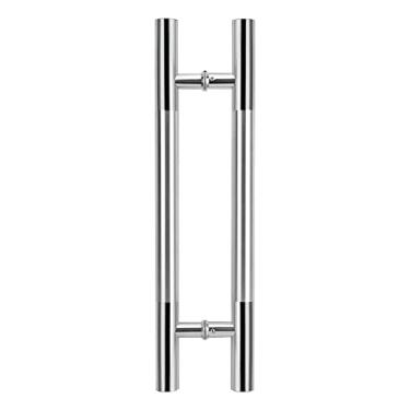 Imagem de Maçaneta de porta de vidro de aço inoxidável espesso, maçaneta de porta de tubo redondo fosco médio escovado para loja/escritório/hotel, maçaneta de porta deslizante, montagem dupla face/30 x 50 cm