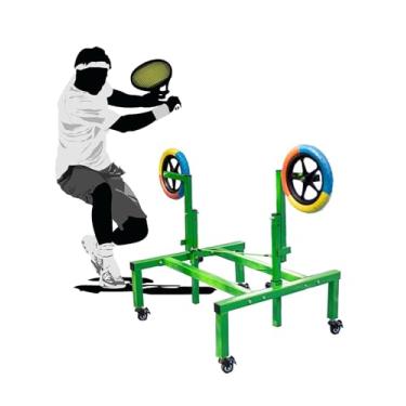 Imagem de JYXYXSCP Equipamento de treinamento de tênis ajustável para Topspin, ferramenta de treinamento de tênis com rodas, auxílio de treinamento de tênis alto para exercícios