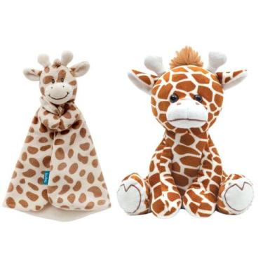 Imagem de Kit Girafinha de Pelúcia com Naninha Girafa para Bebês BUBA