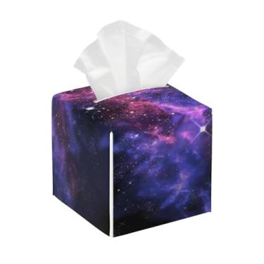 Imagem de Porta-lenços de papel quadrado de couro, impermeável, universo, galáxia, estrela, organizador de papel facial com cinto inferior, estojo de lenços para mesa, banheiro, escritório, mesa, carro