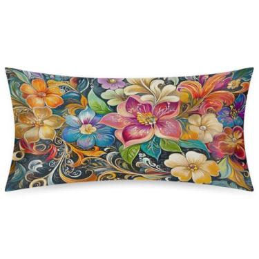 Imagem de Fronha King Size de cetim de seda para cabelo e pele, capa de almofada macia, antiderrapante, refrescante, arte de flores coloridas, com fecho de envelope para dormir, mulheres, homens, crianças, 50,8