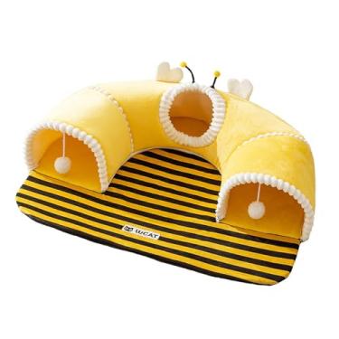 Imagem de IEUDNS Cama de túnel para gatos, equipamentos versáteis, presentes, suprimentos portáteis para brincar, descanso, canil amarelo, Xl
