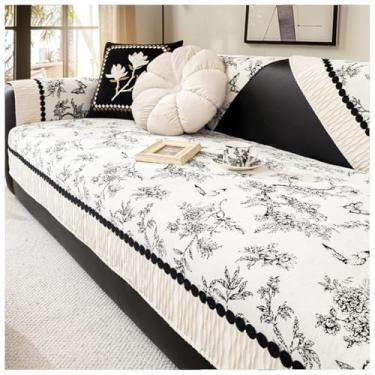 Imagem de SPXMQSS Capas de sofá para sofá secional, capas de assento de sofá macias de chenille, universais, antiderrapantes em forma de L, capas protetoras de móveis para sala de estar B 110 x 110 cm