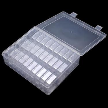 Imagem de KAZIPOP Caixa de armazenamento de contas, recipientes organizadores de plástico transparente com tampas articuladas para fazer pulseiras, arte de unhas, contas de sementes, estojo de artesanato com