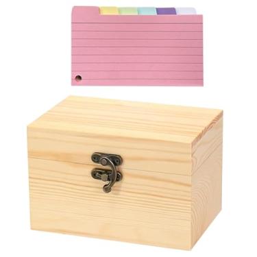 Imagem de MERIGLARE Porta-fichas de madeira, caixa compacta e para materiais de escritório, ideal para dormitórios e para guardar cartões de estudo.