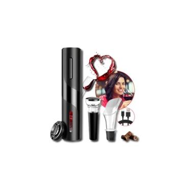 Imagem de Abridor de Vinhos Automático, Plástico ABS, 23cm Altura, 4 Pilhas AA, com Cortador de Proteção, 230g