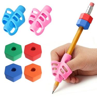 Imagem de GIBOPOB Pacote com 4 pegadores de lápis ponderados, auxílio de caligrafia de silicone de 9,9 g, para crianças, ferramentas de escrita à mão, autismo, TDAH, pacote com 2 unidades