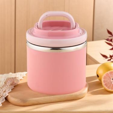 Imagem de Lancheira – Recipiente térmico com tampa à prova de vazamento, pote de refeição isolado de grande capacidade, caixas Bento portáteis para escritório, viagens, acampamento, fácil de limpar