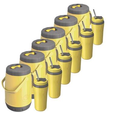 Imagem de Kit Tereré com 6 Garrafas Térmica Jarra Pavia + 6 Copos Térmico 650ML 